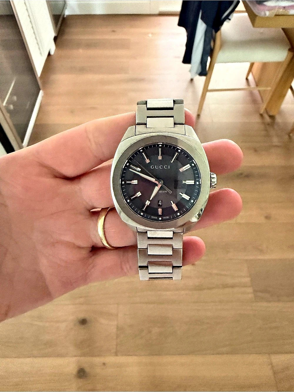 Gucci G-Timeless Stainless Steel Blue Dial Watch Silver-Tone Watch